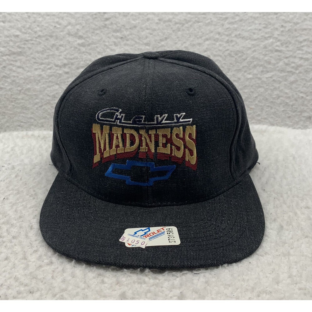 VTG Otto Chevy Madness Blockhead Hat Mens Snapback Gray Chevrolet Shadow Arch